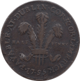 1795 HALFPENNY TOKEN MULE CORK HS CYPHER PAYABLE AT DUBLIN PLAIN DH324 ( REF 190 )