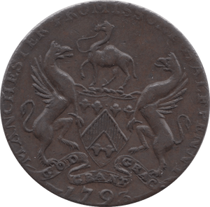 1793 HALFPENNY TOKEN LANCASHIRE MANCHESTER ARMS PLAIN DH134 ( REF 83 )