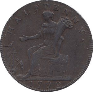 1792 LONDON & MIDDLESEX HALFPENNY TOKEN REF A1