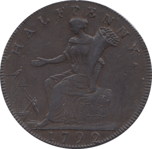 1792 LONDON & MIDDLESEX HALFPENNY TOKEN REF A1