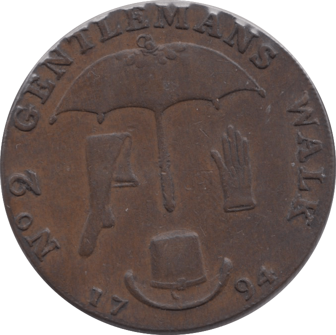 1794 HALFPENNY TOKEN NORFOLK GENTLEMANS WALK DH22 ( VF ) ( REF 87 )