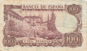 100 PESETAS BANK OF ESPANA SPAIN 1970 REF 396