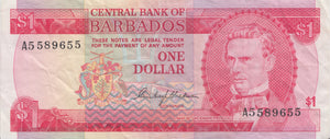1 DOLLAR CENTRAL BANK OF BARBADOS BARBADOS BANKNOTE REF 442