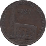 1797 HALFPENNY TOKEN ANGUSHIRE ST ANDREWS CHURCH DUNDEE COWGATE PORT