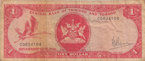1 DOLLAR CENTRAL BANK OF TRINIDAD AND TOBAGO BANKNOTE 1964 TRINIDAD REF 421