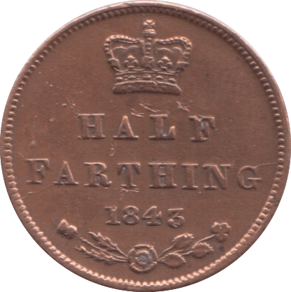 1843 HALF FARTHING ( GVF ) CLEANED 9 - Half Farthing - Cambridgeshire Coins
