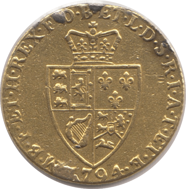 1794 GOLD ONE GUINEA ( GF ) GEORGE III EX JEWELLERY