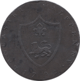 1792 HALFPENNY TOKEN DUKE OF LANCASTER REF A4