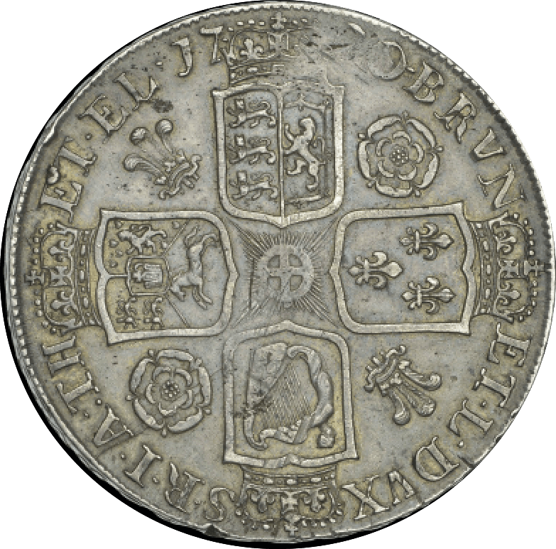 1720 / 18 CROWN ( GVF ) ROSE AND PLUMES EDGE SEXTO GEORGE I
