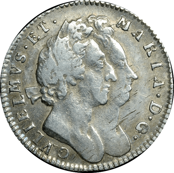 1691 MAUNDY THREEPENCE ( VF ) SECOND BUST