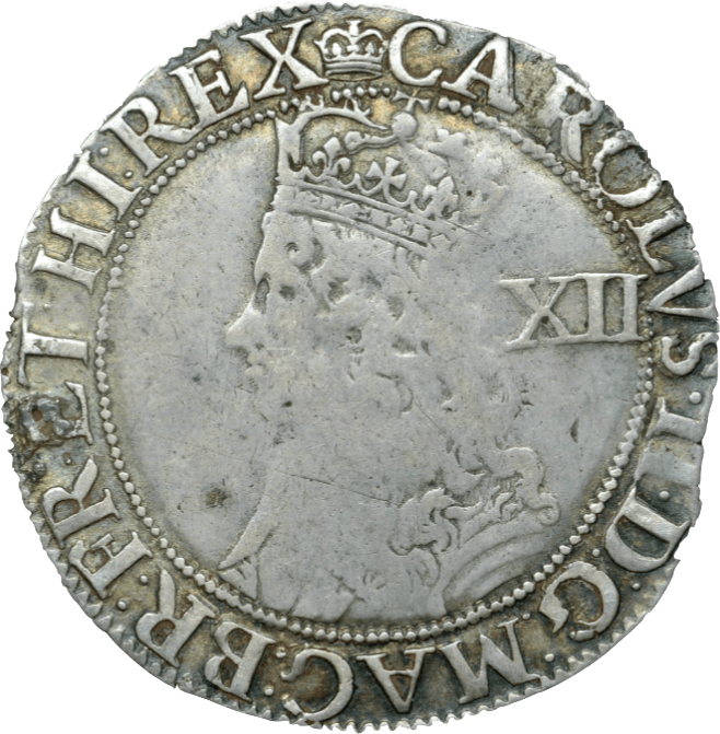 1660 - 85 SILVER SHILLING THIRD ISSUE CROWN CHARLES II REF 108