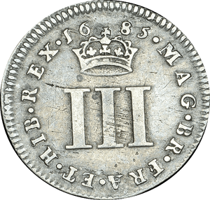 1685 MAUNDY THREEPENCE ( VF ) JAMES II
