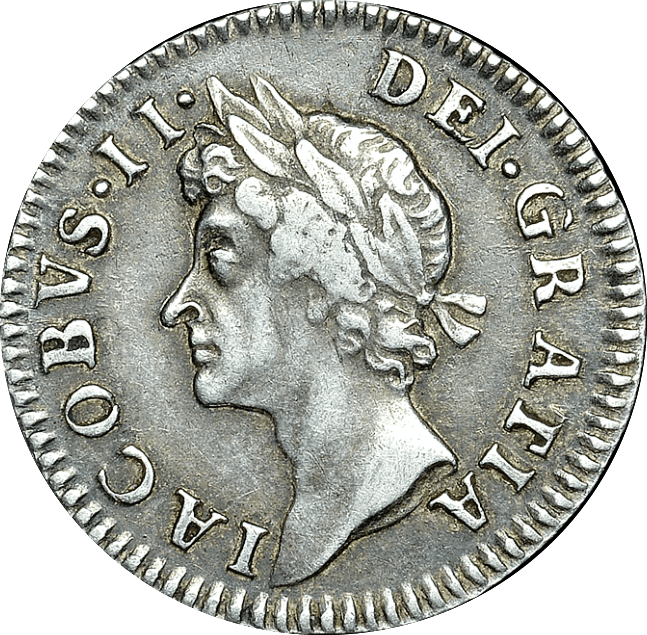1687 / 6 MAUNDY FOURPENCE ( VF ) JAMES II