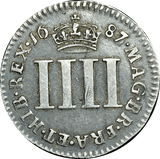 1687 / 6 MAUNDY FOURPENCE ( VF ) JAMES II