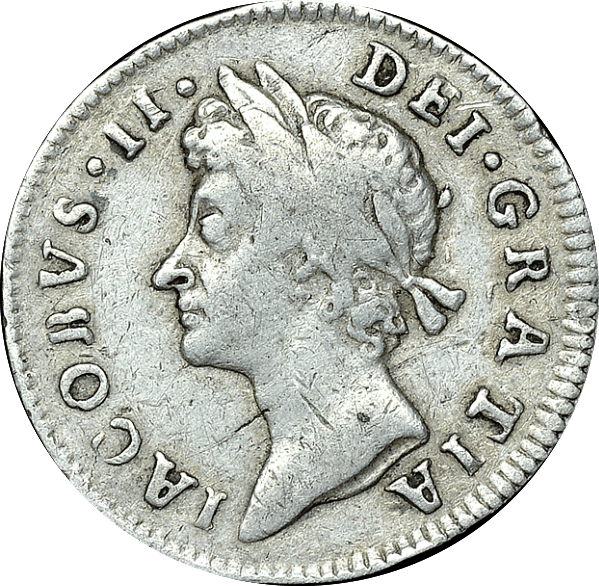 1687 MAUNDY THREEPENCE ( F ) JAMES II