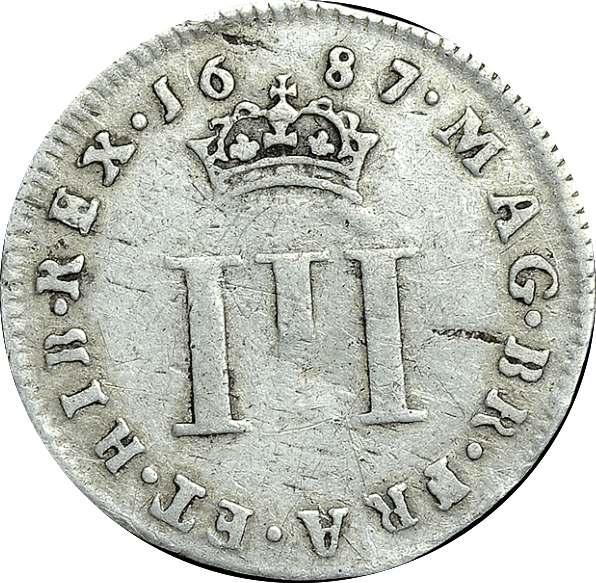 1687 MAUNDY THREEPENCE ( F ) JAMES II
