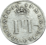 1687 MAUNDY THREEPENCE ( F ) JAMES II