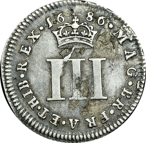 1686 MAUNDY THREEPENCE ( GF ) JAMES II