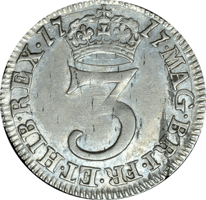 1717 MAUNDY THREEPENCE ( GVF )