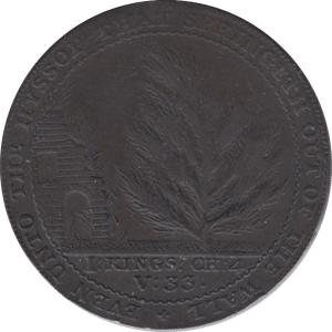 1794 HALFPENNY TOKEN SOMERSET BATH CEDAR TREE PLAIN DH26 ( VF ) ( REF 150 )