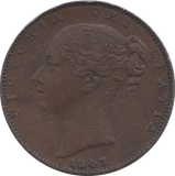 1843 FARTHING ( EF ) 3 - Farthing - Cambridgeshire Coins