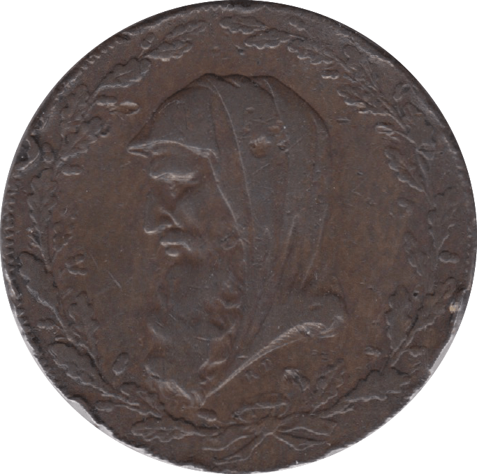 1791 HALFPENNY TOKEN CORNWALL DRUIDS HEAD SHIELD OF ARMS PLAIN DH2 ( REF 207 )