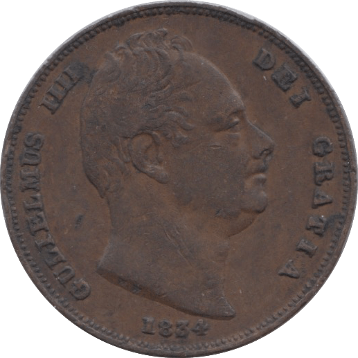 1834 FARTHING ( GVF ) 3 - Farthing - Cambridgeshire Coins