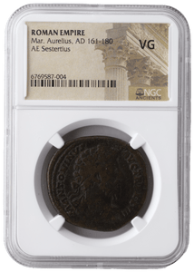 AD 161-180 ROMAN EMPIRE MAR AURELIUS AE SESTERTIUS (NGC) VG - NGC CERTIFIED COINS - Cambridgeshire Coins