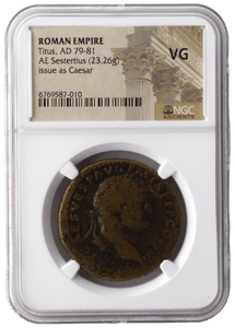 AD 79-81 ROMAN EMPIRE TITUS AE SESTERTIUS ISSUE AS CAESAR (NGC) VG - NGC CERTIFIED COINS - Cambridgeshire Coins