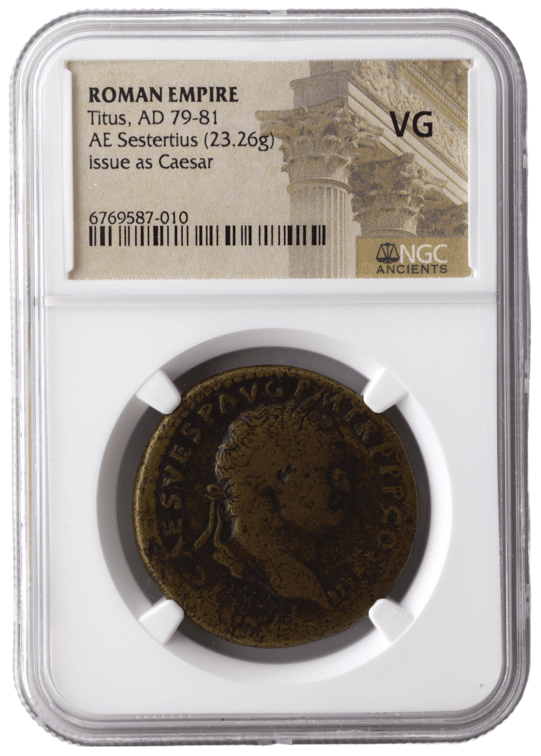 AD 79-81 ROMAN EMPIRE TITUS AE SESTERTIUS ISSUE AS CAESAR (NGC) VG - NGC CERTIFIED COINS - Cambridgeshire Coins