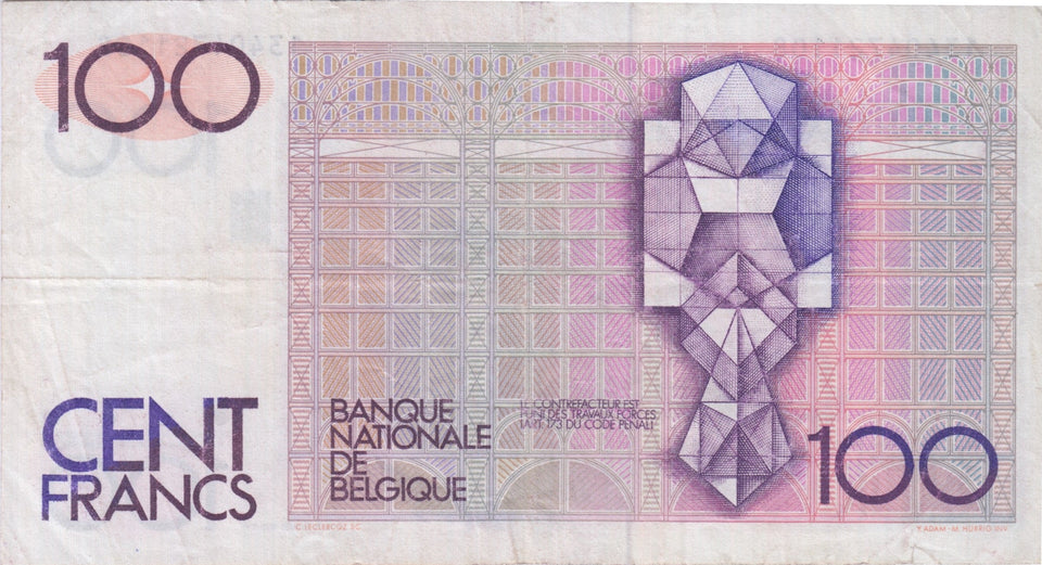 BANK OF BELGIUM 100 FRANCS BANKNOTE REF 1463 - World Banknotes - Cambridgeshire Coins