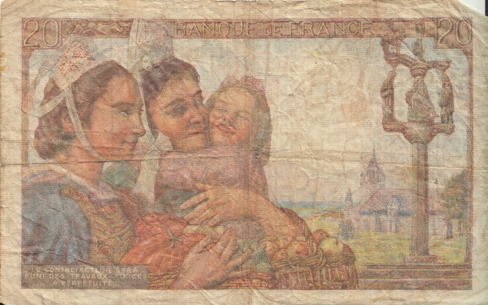 BANK OF FRANCE 20 FRANCS BANKNOTE REF 1278 - World Banknotes - Cambridgeshire Coins