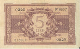 BANK OF ITALY FIVE LIRE BANKNOTE REF 1257 - World Banknotes - Cambridgeshire Coins