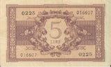 BANK OF ITALY FIVE LIRE BANKNOTE REF 1257 - World Banknotes - Cambridgeshire Coins