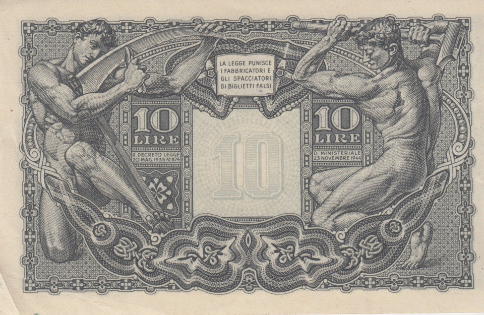 BANK OF ITALY TEN LIRE BANKNOTE REF 1256 - World Banknotes - Cambridgeshire Coins