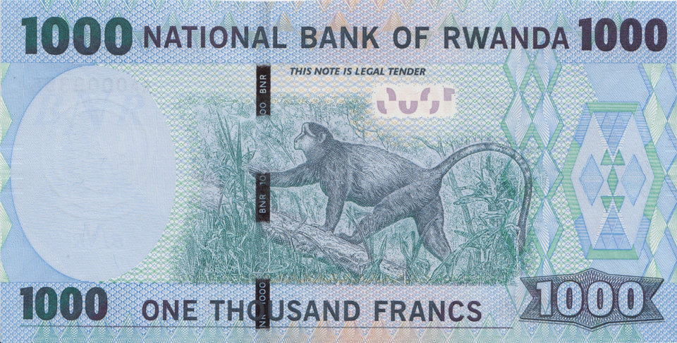 BANK OF RWANDA 1000 FRANCS BANKNOTE REF 1546 - World Banknotes - Cambridgeshire Coins