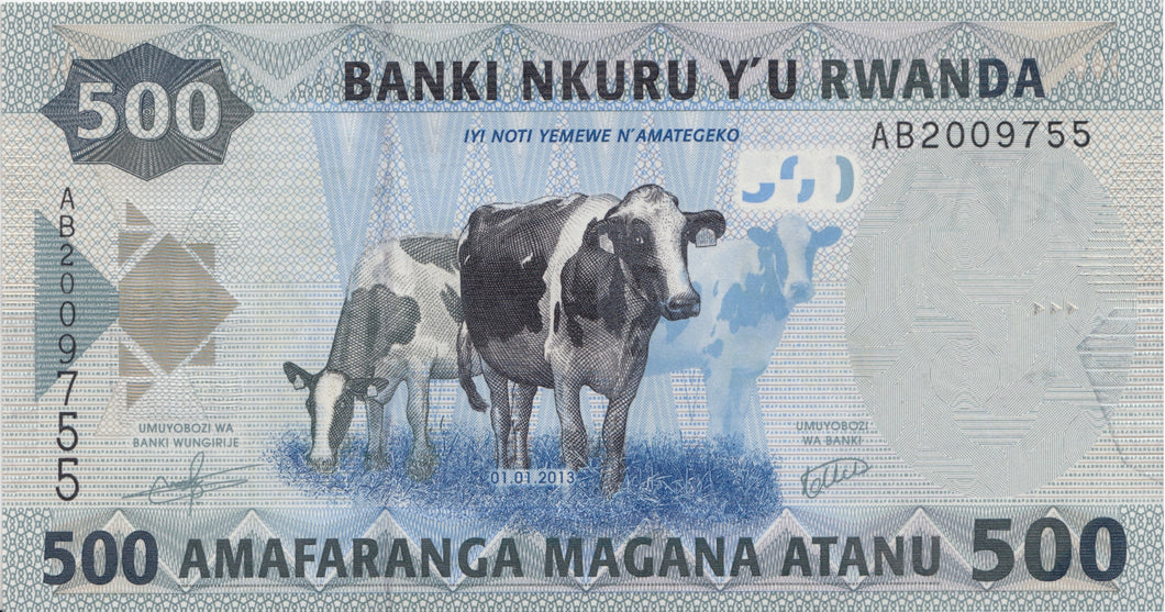 BANK OF RWANDA 500 FRANCS BANKNOTE REF 1545 - World Banknotes - Cambridgeshire Coins