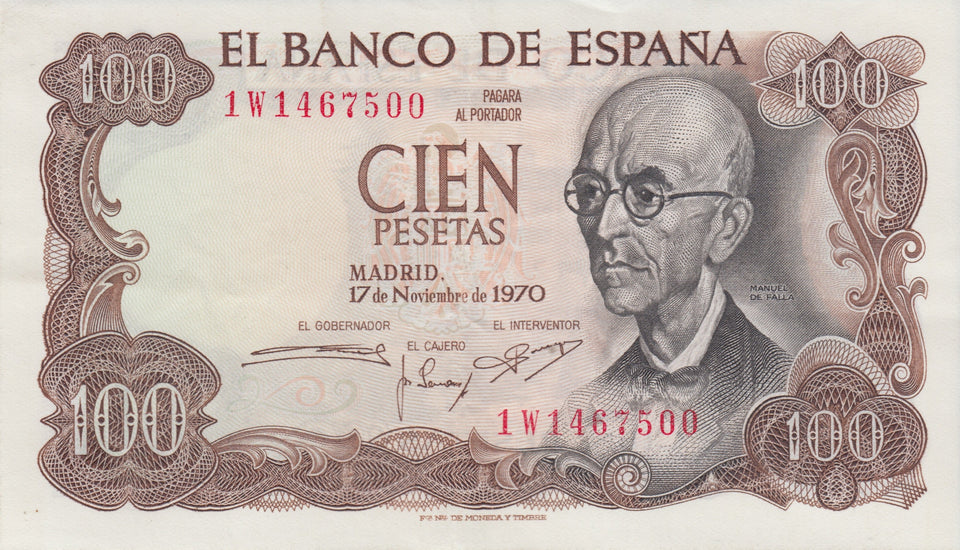 BANK OF SPAIN ONE HUNDRED PESETAS BANKNOTE REF 1255 - World Banknotes - Cambridgeshire Coins