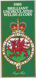 Brilliant Uncirculated £1 Coin Presentation Pack Wales 1985 - £1 BU PACK - Cambridgeshire Coins