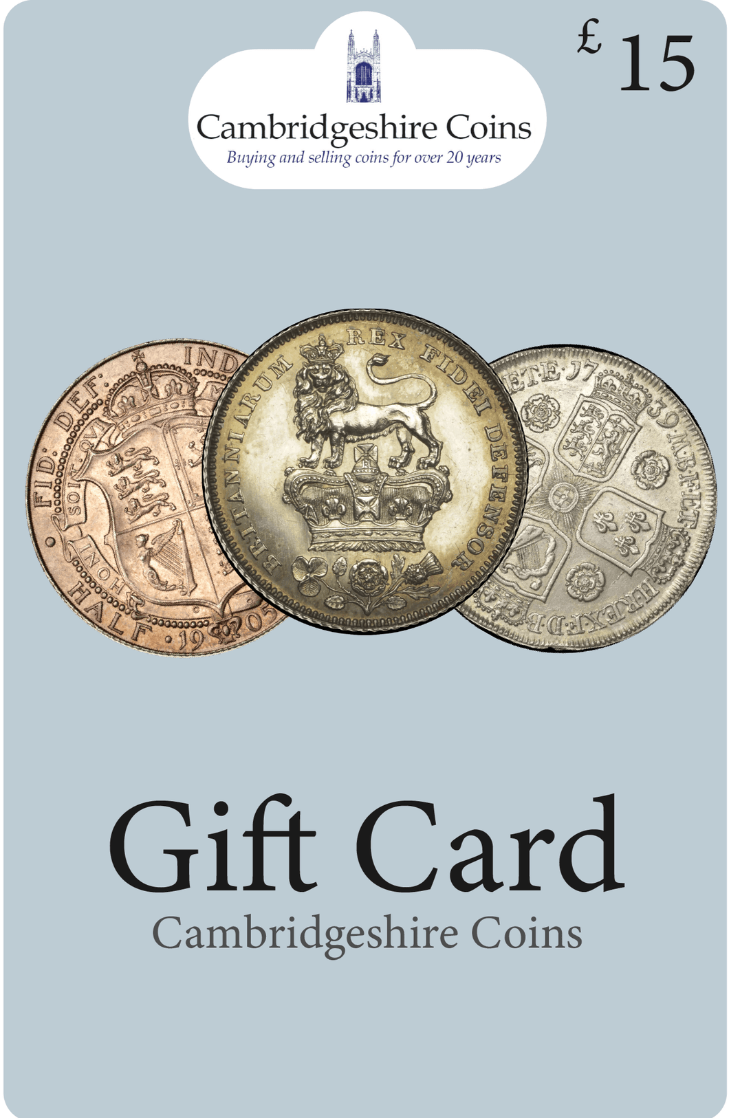 CAMBRIDGESHIRE COINS GIFT CARD £15 - £200 - Gift Card - Cambridgeshire Coins