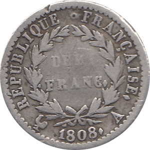 1808 SILVER HALF FRANC MINT MARK A FRANCE REF H80