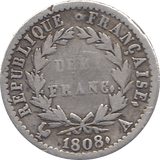 1808 SILVER HALF FRANC MINT MARK A FRANCE REF H80
