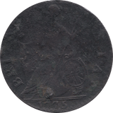 1775 SNIDE HALFPENNY GEORGE III COLONIAL REF H167