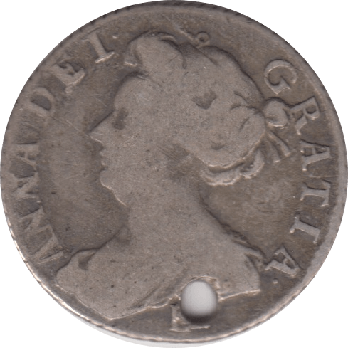1707 SIXPENCE HOLED E ( NF ) 1