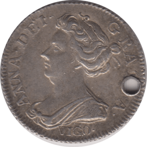 1703 SIXPENCE HOLED ( EF ) 1