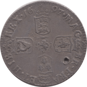 1697 SIXPENCE HOLED ( VF )