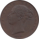 1847 FARTHING ( AUNC ) 1 - Farthing - Cambridgeshire Coins