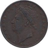 1830 FARTHING ( GVF ) - Farthing - Cambridgeshire Coins