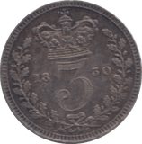 1830 MAUNDY THREEPENCE ( EF ) 2 - Maundy Coins - Cambridgeshire Coins