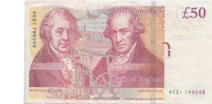 FIFTY POUNDS BANKNOTE CHRIS SALMON REF £50-2 - £50 Banknotes - Cambridgeshire Coins